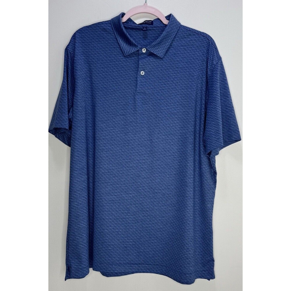 Peter Millar Crown Crafted Golf Polo Shirt Men's XL  White Blue All Over Print